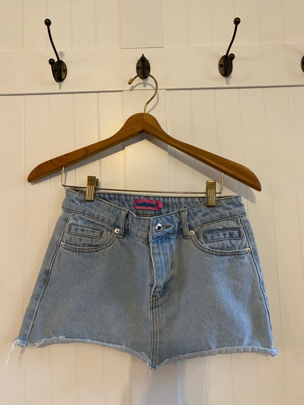 Light Wash Denim Jean Mini Micro Skirt S